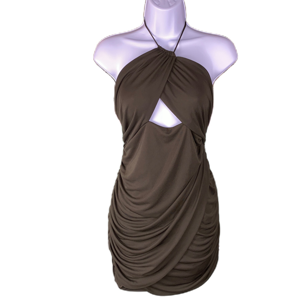 Zara Draped Halterneck Cutout Mini Dress, size XL